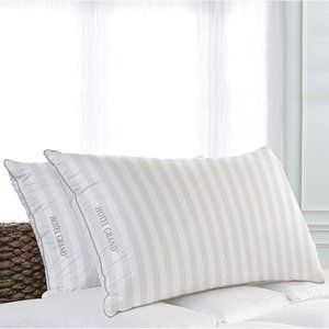 Hotel Grand Feather & Down Queen Pillow, 2-Pk 500 Thread Count 100% Cotton Cover